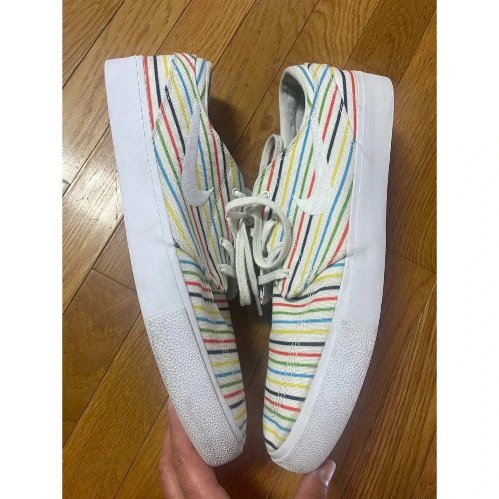 Nike SB Stefan Janoski Canvas Multi Color Striped Skate Shoes AQ7878-100 Mens 14